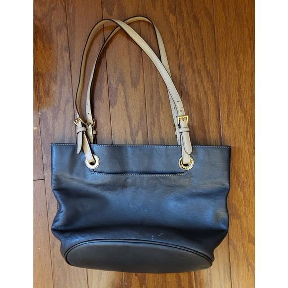 Michael Kors Gray Leather Satchel Handbag Purse Gold Hardware - Picture 7 of 15